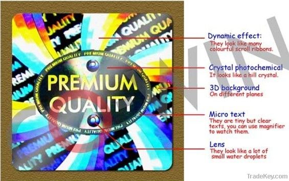hologram label with colorful material