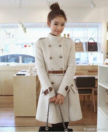 Korea Japan Clothes Double-Breasted Woolen Overcoat