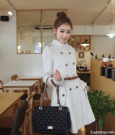 Korea Japan Clothes Double-Breasted Woolen Overcoat