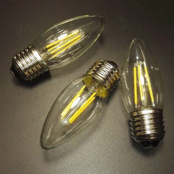 Torpedo like B35/E27 No Flickering Dimmable 4W LED Filament Bullet Top Bulb