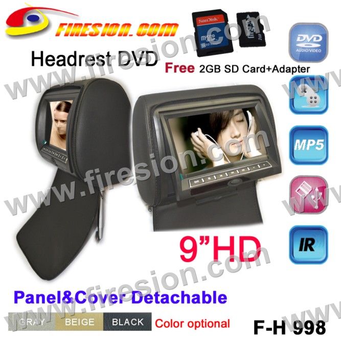 9 inch Headrest DVD free 2GB sd card  digital screen touch panel