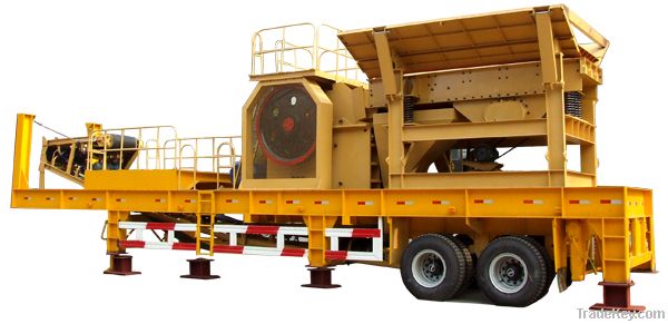 Tire mobile jaw crushing plant