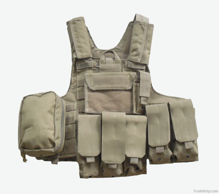 khaki military tactical vest