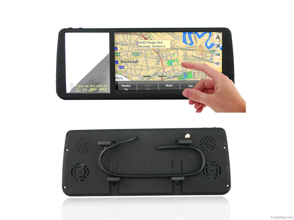 7inch Rearview mirror monitor with USB, SD, GPS navigation