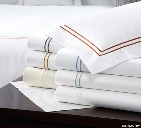 300tc cotton sateen white embroidery pillow case