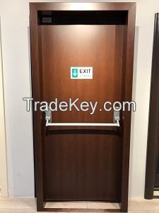 Fire Rated Door-with panic bar and wood patterned paint-Fire Exit Door