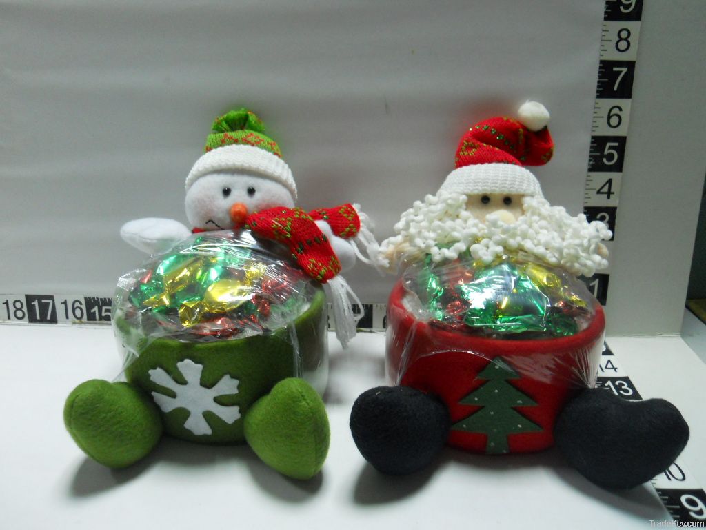 Xmas plush basket with toffee candy