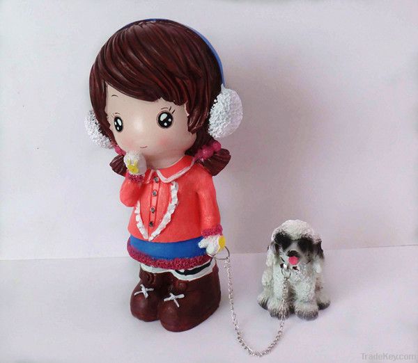 figurine craft - faithful friends - little girl and dog