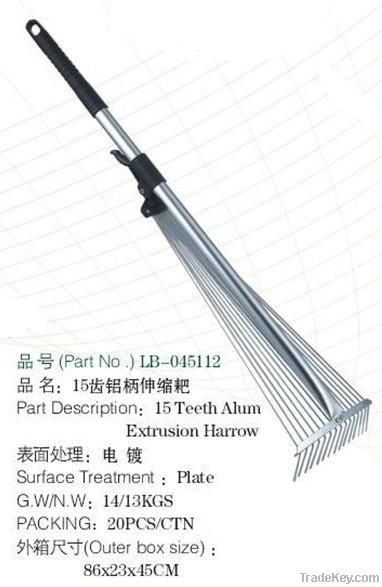 retracted garden rake