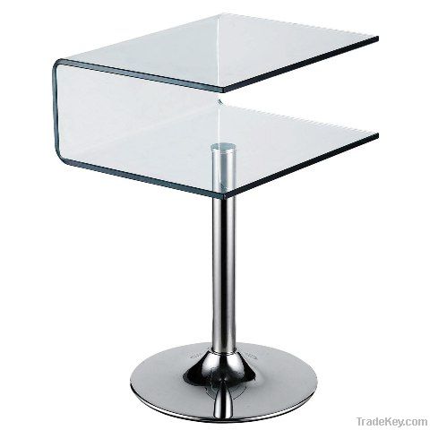 Clear bent glass side table
