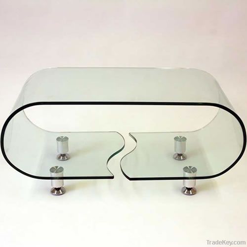 Hot bent glass coffee table