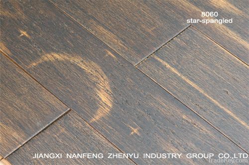Distressed hand scraped black strand woven bamboo flooring