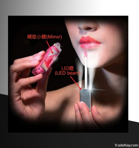 LED light lip gloss with mirror