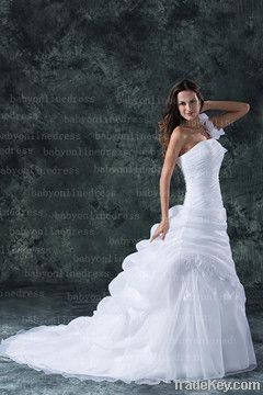 2013 One Shoulder Flowers Ball Gown Wedding Dress