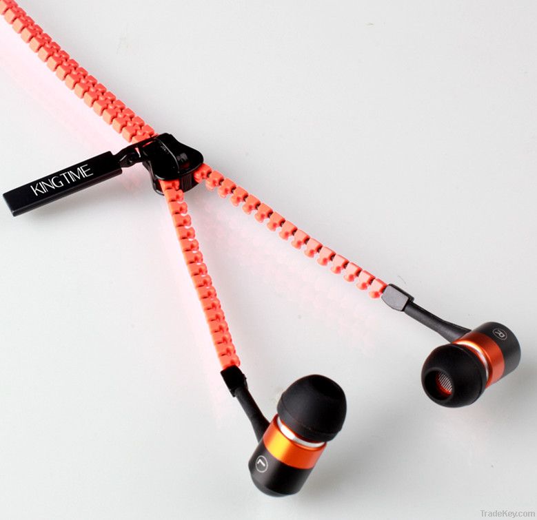 Kingtime zipper earphones KT-11B orange
