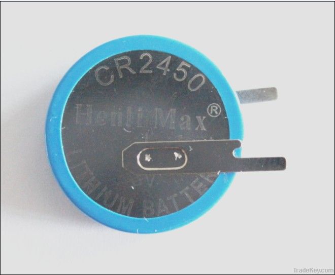 CR2450 Button-cell, Lithium Battery with Straight Tabs