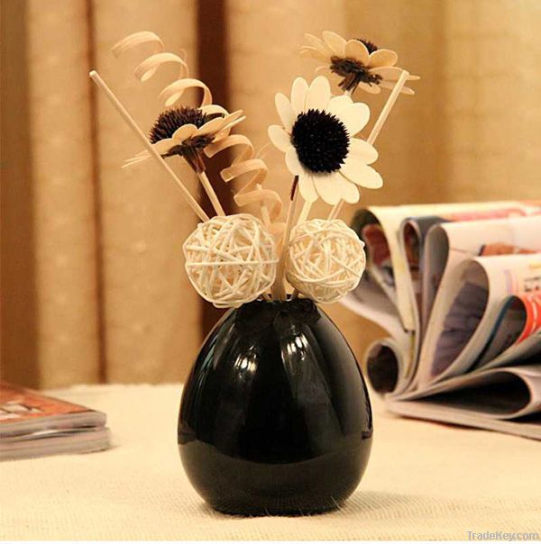 8OZ White/Black Aroma Reed Diffuser Ceramic Vase