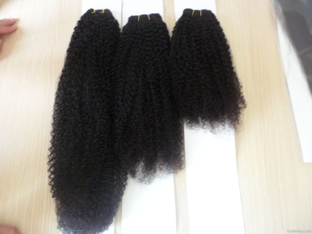 Human Remy Mongolian kinky curly hair weaving