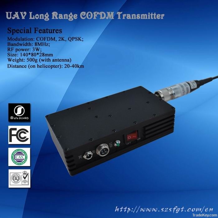3000mW 20-40km Micro COFDM long Range Wireless Audio Video Transmitter