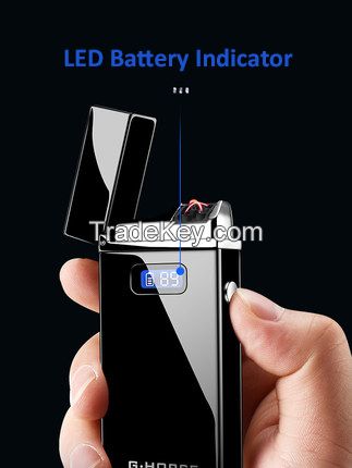 electric cigarette usb double arc smoking lighter with battery indicator 