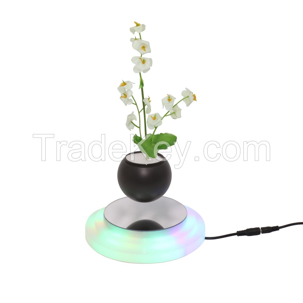 PA-0711 rgb led light magnetic levitation suspension floating plant air bonsai tree pot 