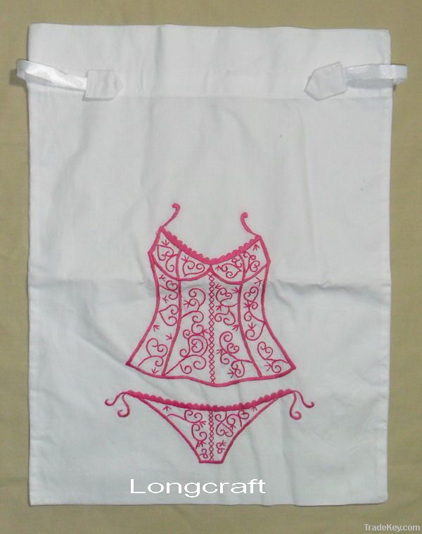 Hand embroidered travel and underwear bag