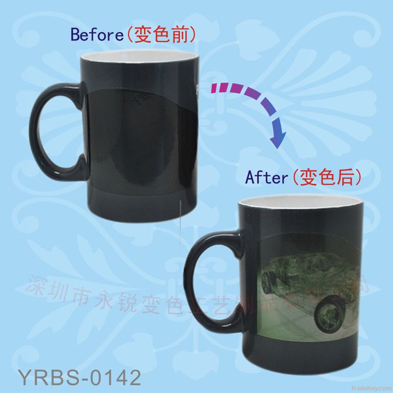 2012 Hot Sell!!! Black Color Glazed Mug, Color Changing Mug