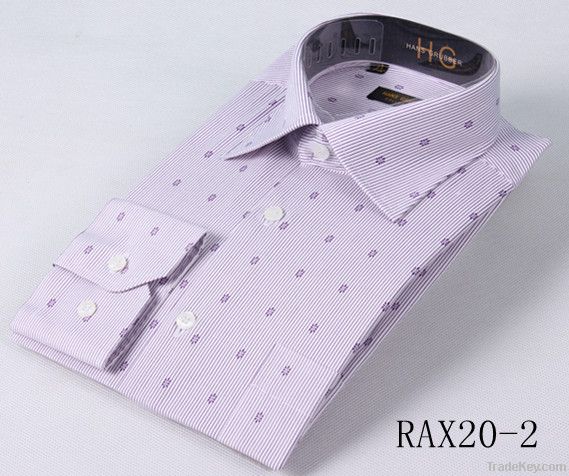 Purple Strip and Printing Man Shirt
