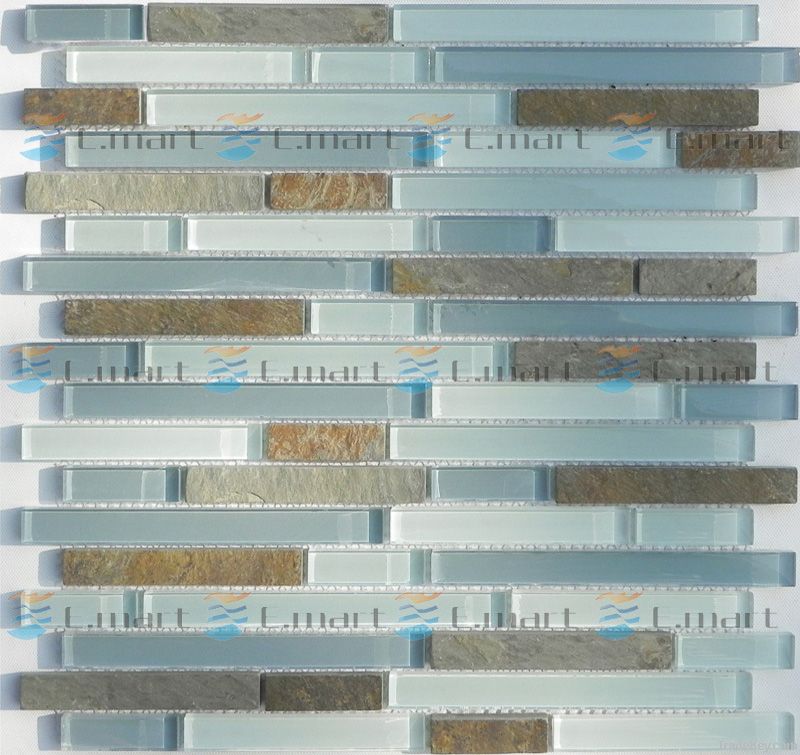 Stone mixed glass mosaic, wall tile backsplash, kitchen tiles