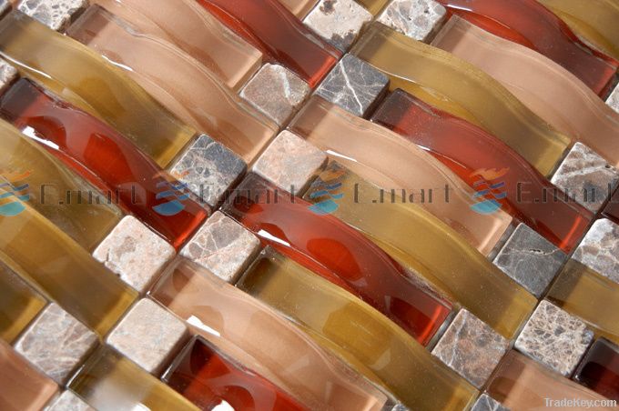 Stone mixed glass mosaic, wall tile backsplash, kitchen tiles EM64CS10