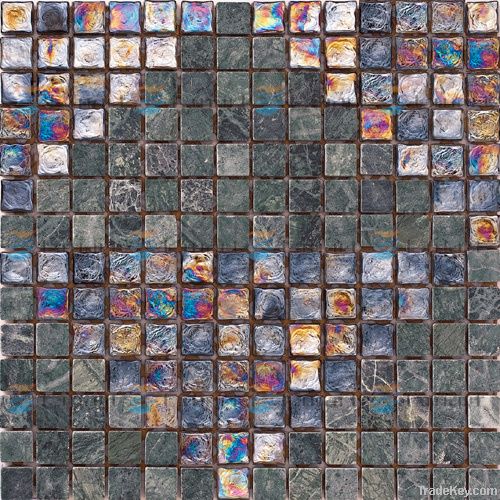 Stone mix glass mosaic tile