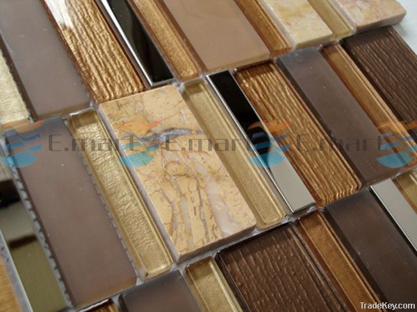 Marble mixed glass mosaic tiles wall tiles