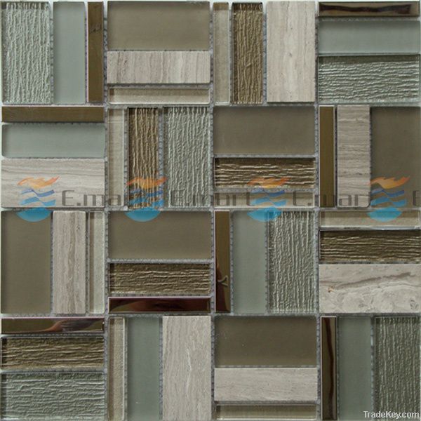 Marble mixed glass mosaic tiles wall tiles