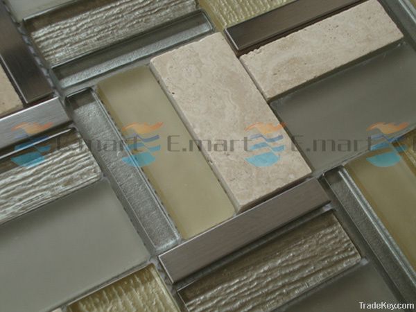 Marble mixed glass mosaic tiles wall tiles