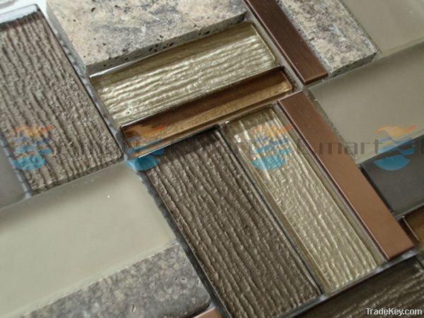 Marble mixed glass mosaic tiles wall tiles