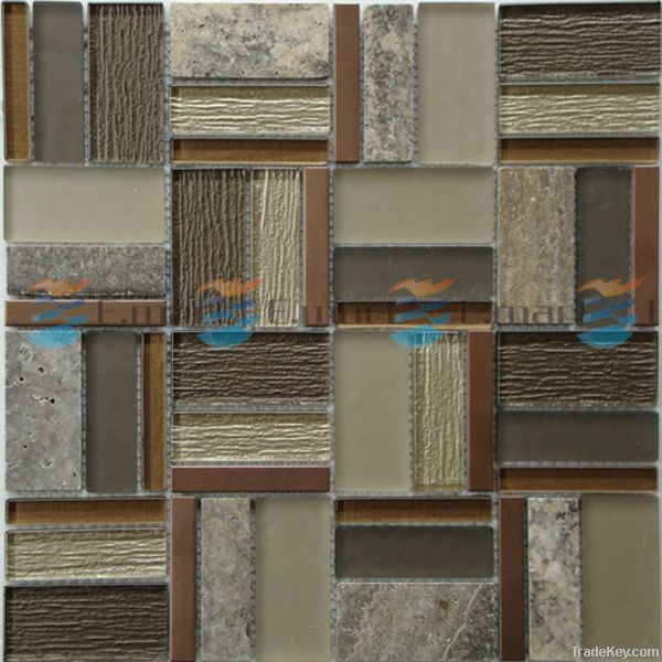 Marble mixed glass mosaic tiles wall tiles