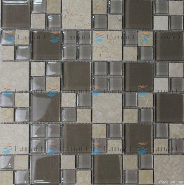 Marble Mixed Glass Mosaic Tile