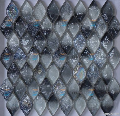 Leaf Shape Iridescent Mosaic Black/Grey