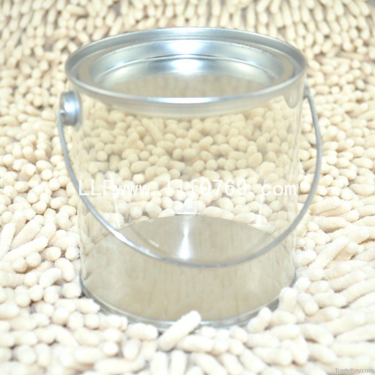 PET pvc tin can with handle