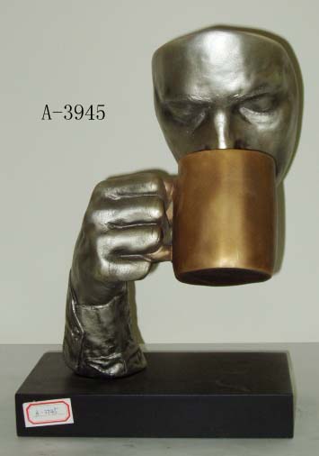 Business Gifts Idea of Man with Cup, Resinic Sculpture