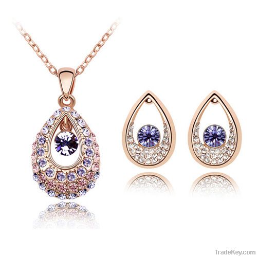 Gold Plated Noble Crystal Jewelry Sets