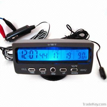 LCD Car Clock with temperature and voltage