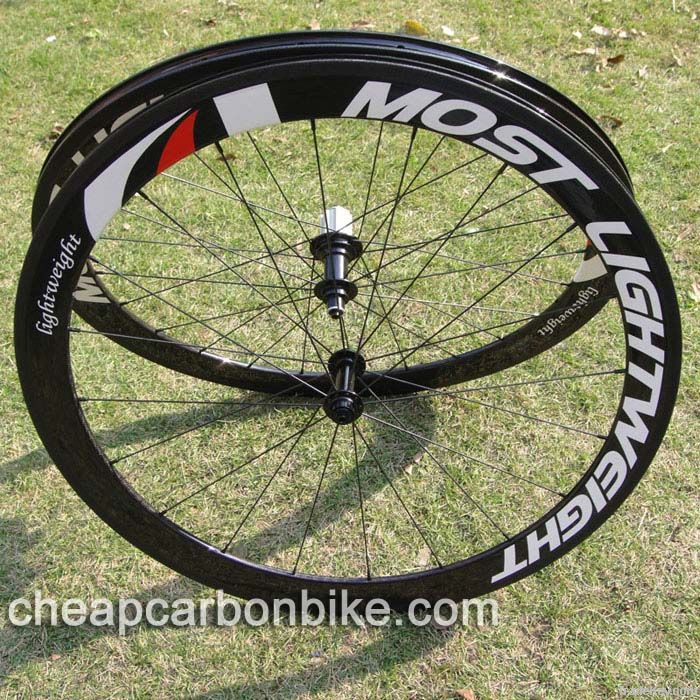 Most Light Weight, 700C 50mm Tubular Full Carbon Fiber Bicycle Wheelset