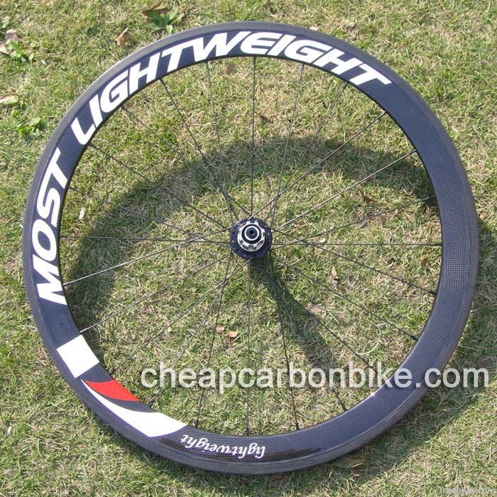 Most Light Weight, 700C 50mm Tubular Full Carbon Fiber Bicycle Wheelset