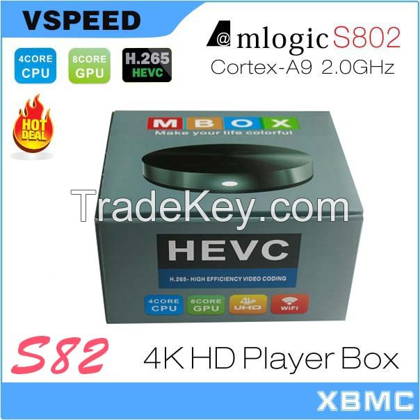 V-Speed Quad Core Amlogic S82 Xbmc 13.0 Version Android TV Box Amlogic S82 S802 Smart TV Box