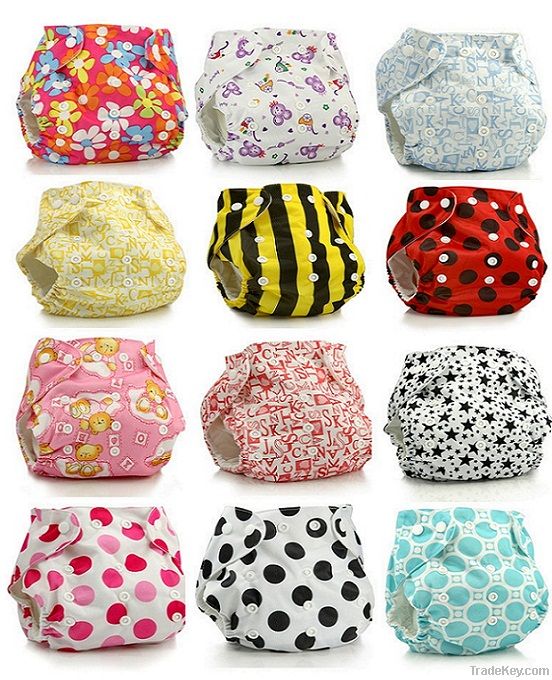 Printed baby cloth diaper, One Size Pocket Diaper, Cloth nappy for newbo