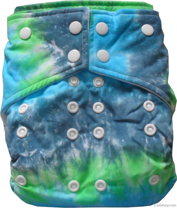 One size pocket diaper with 2inserts, Printed cotton Baby cloth diaper