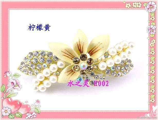 Fashion / alloy hair accessories hair clips / full diamond pearl flowe