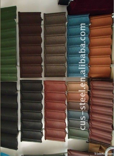 Colorful stone-coated metal roofing tiles