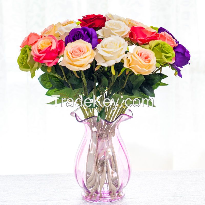 New Artificial Fake Silk Circle Center Rose Flower Bouquet For Home Wedding Decor Table Centerpieces Decoration 